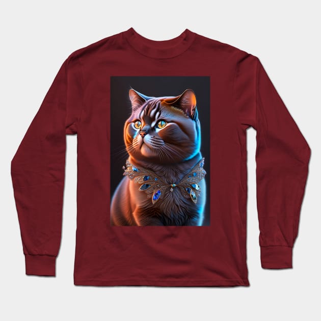 Chocolate British Shorthair Long Sleeve T-Shirt by Enchanted Reverie